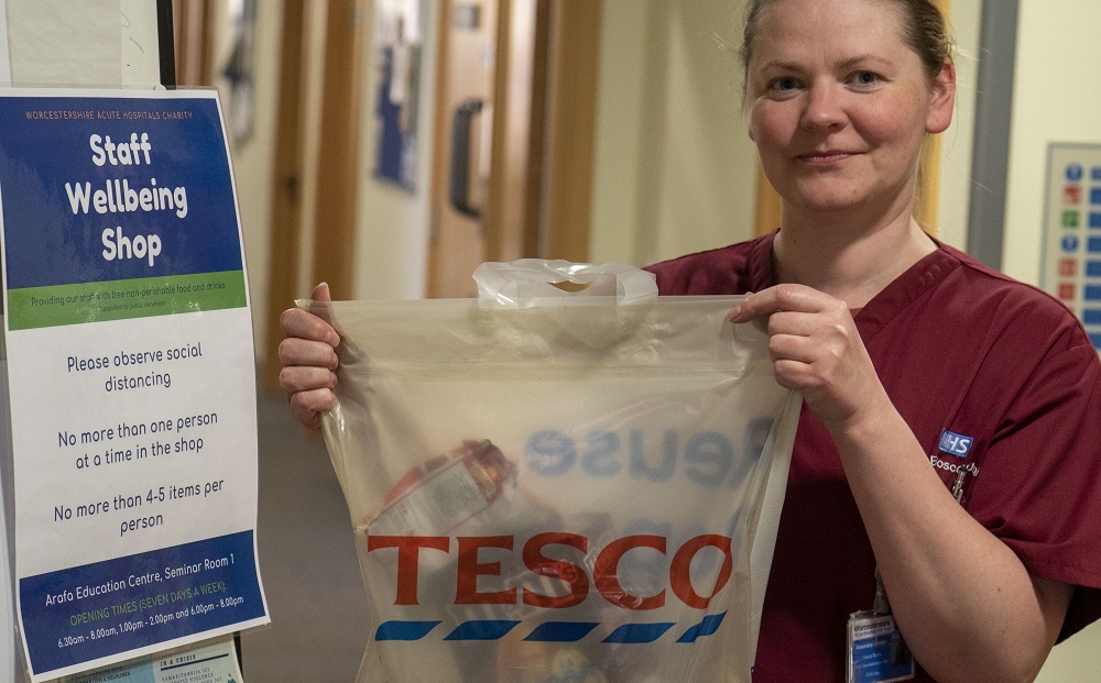 Well-being shop with snacks and essentials set up for staff at Worcestershire Royal Hospital